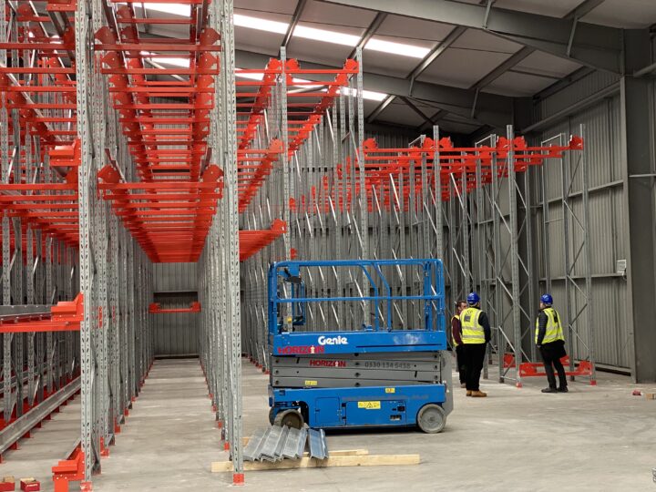 Bulk Powders automated shuttle pallet system being installed by NSI engineers
