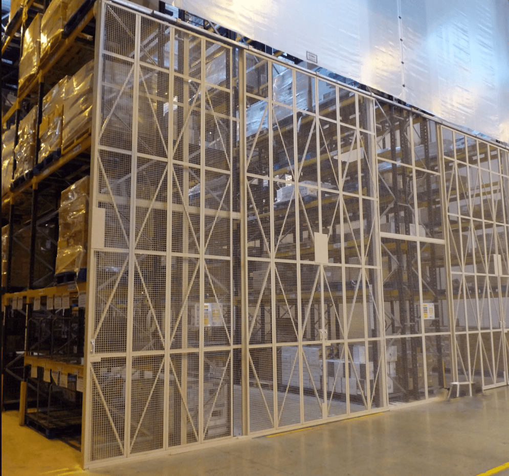 Aerosol and explosives cages installed in a warehouse