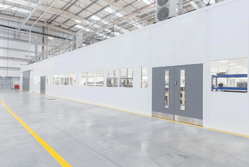 Warehouse double skin steel partitioning