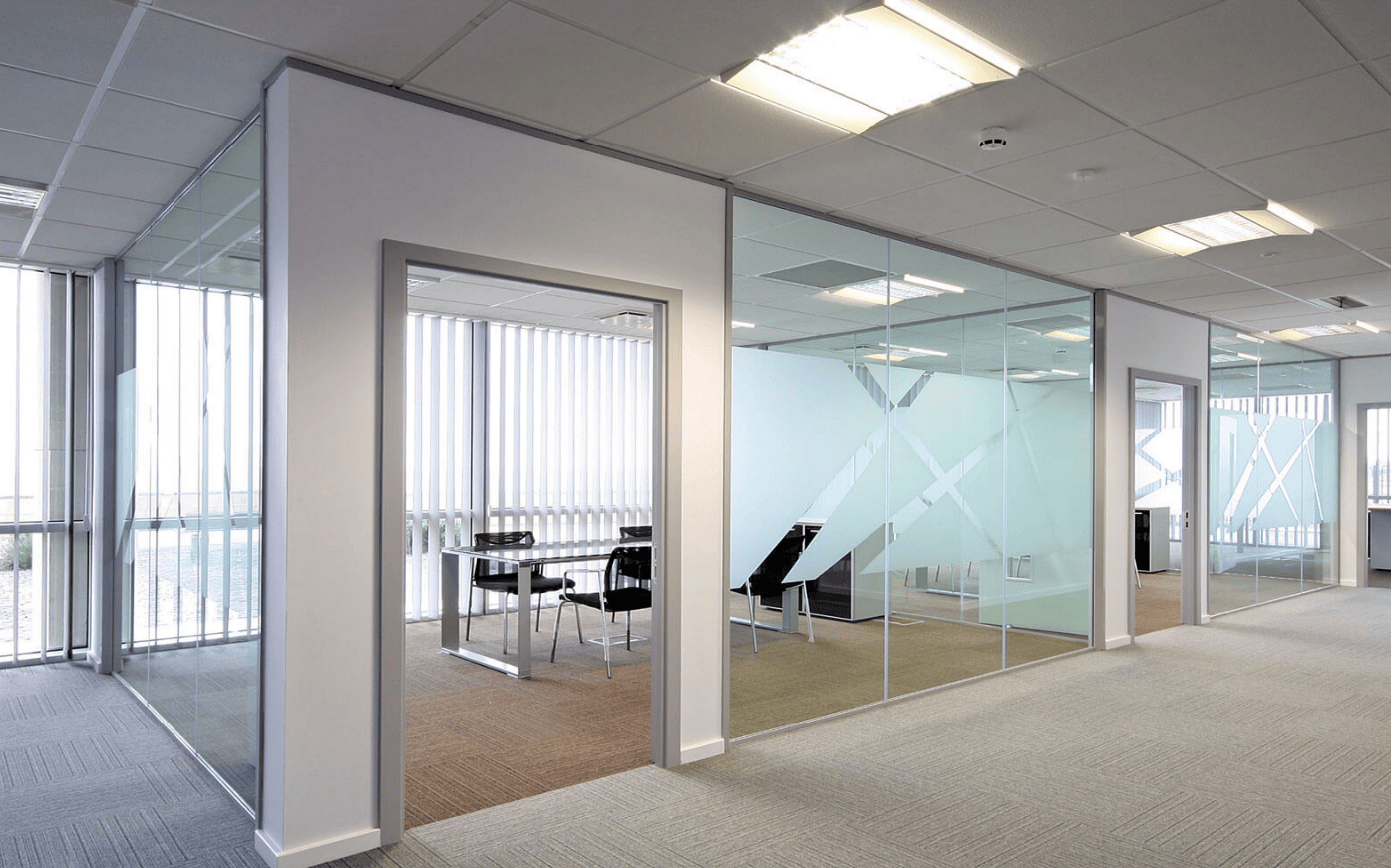 Office partioning creating multiple meeting rooms